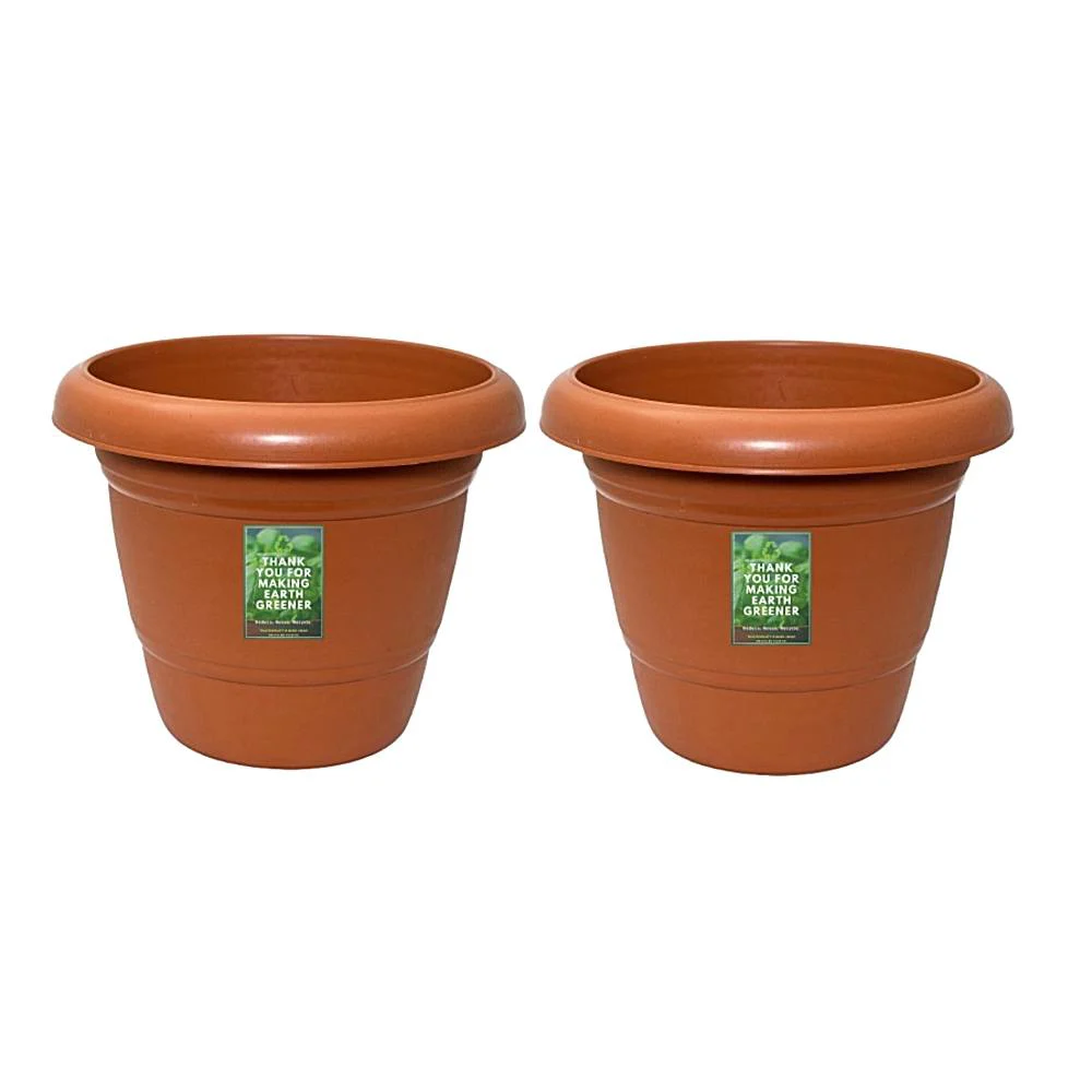 Krish Plastic Planters Pot (Brown) - Set Of 2