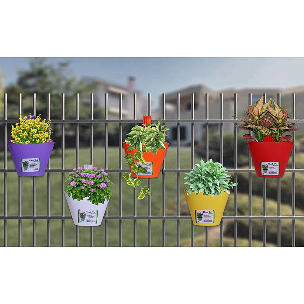 Krish Single Hook Planter Pot (Multicolour) - Set Of 5