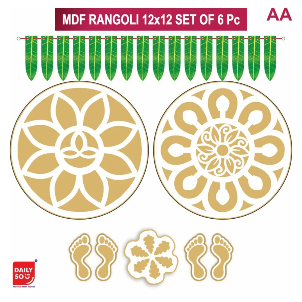 Dailyso Mdf Rangoli Stencil Combo 12 Inch D1 - Pack Of 6