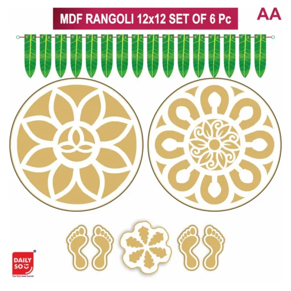 Dailyso Mdf Rangoli Stencil Combo 12 Inch D1 - Pack Of 6