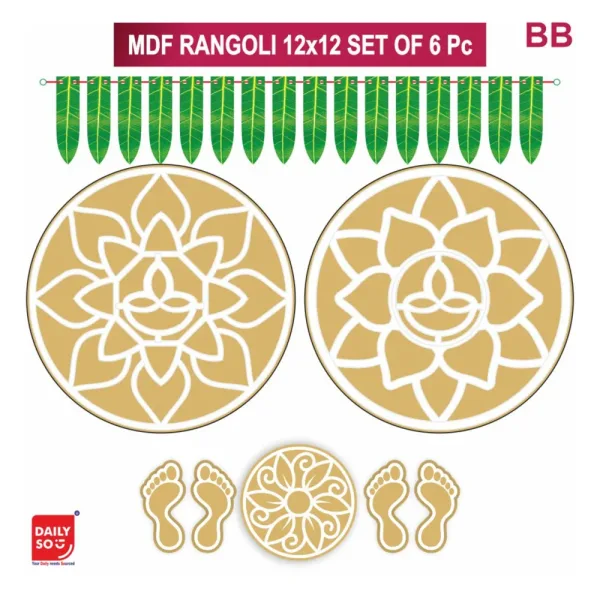 Dailyso Mdf Rangoli Stencil Combo 12 Inch D2 - Pack Of 6