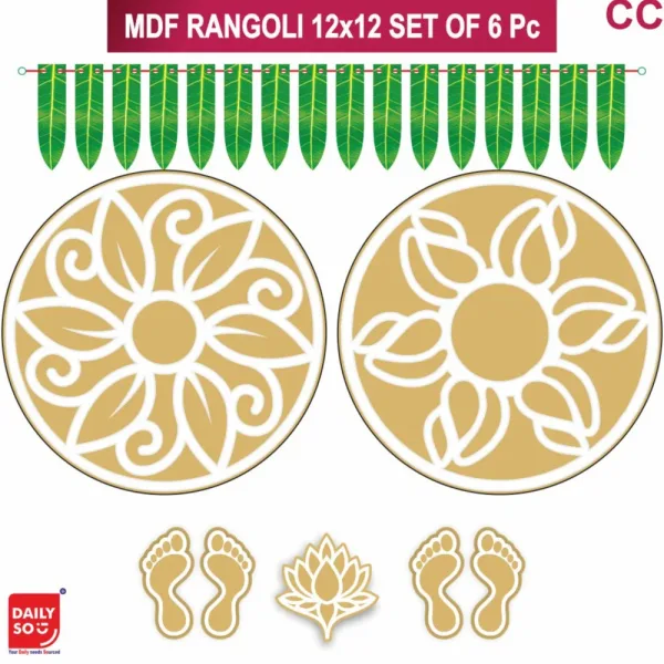 Dailyso Mdf Rangoli Stencil Combo 12 Inch D3 - Pack Of 6