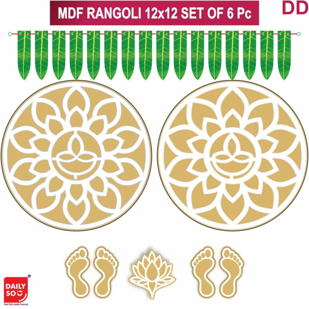 Dailyso Mdf Rangoli Stencil Combo 12 Inch D4 - Pack Of 6