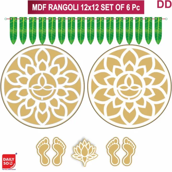 Dailyso Mdf Rangoli Stencil Combo 12 Inch D4 - Pack Of 6
