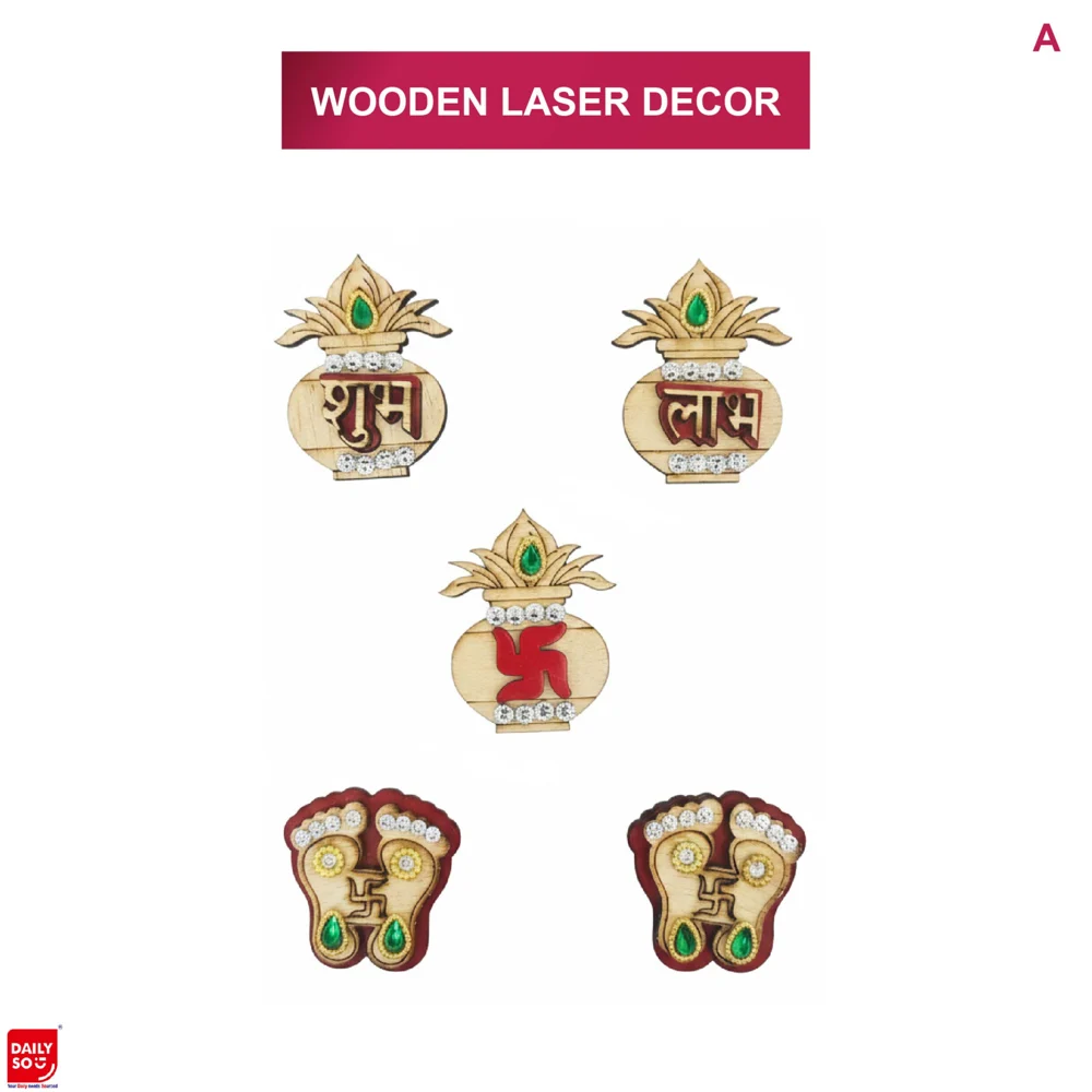 Dailyso Wooden Shubha Labh 5 Star Sticker D1