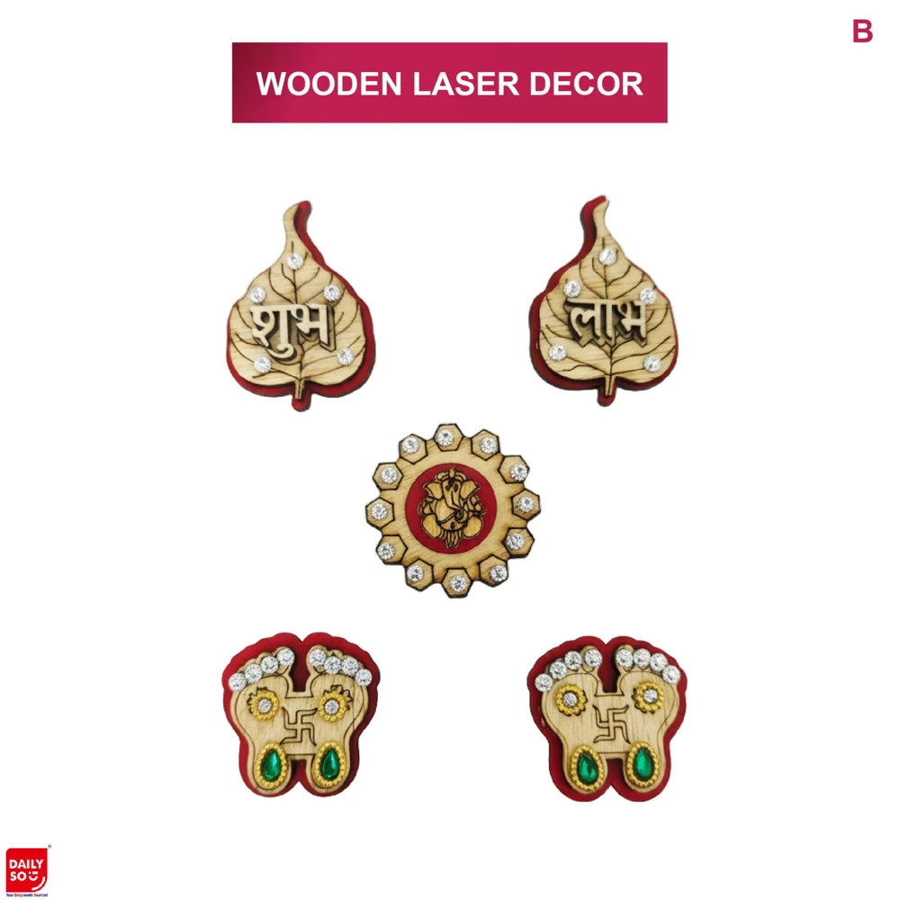 Dailyso Wooden Shubha Labh 5 Star Sticker D2