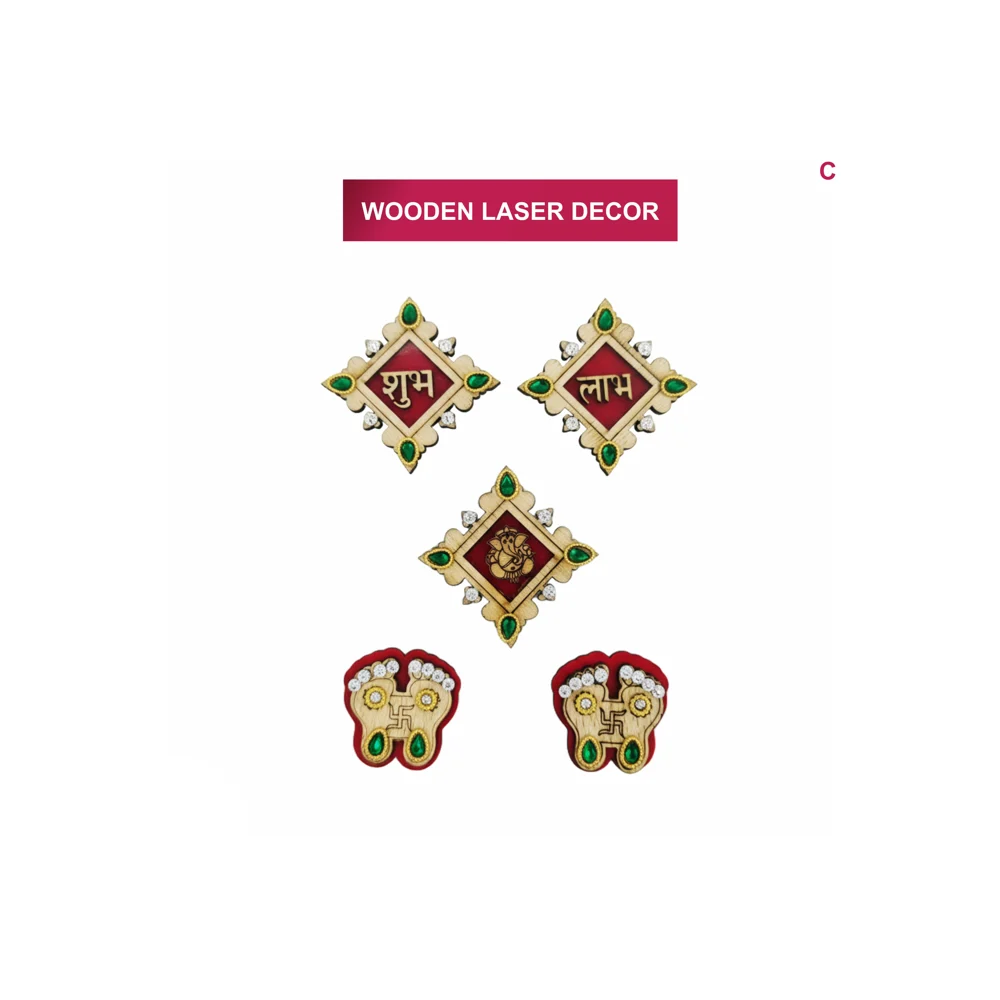 Dailyso Wooden Shubha Labh 5 Star Sticker D3