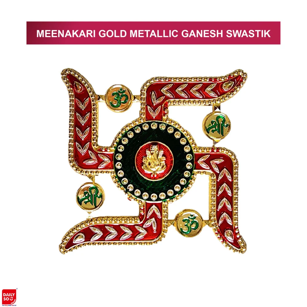 Dailyso Minakari Swastick For Gold Metalick Ganesh
