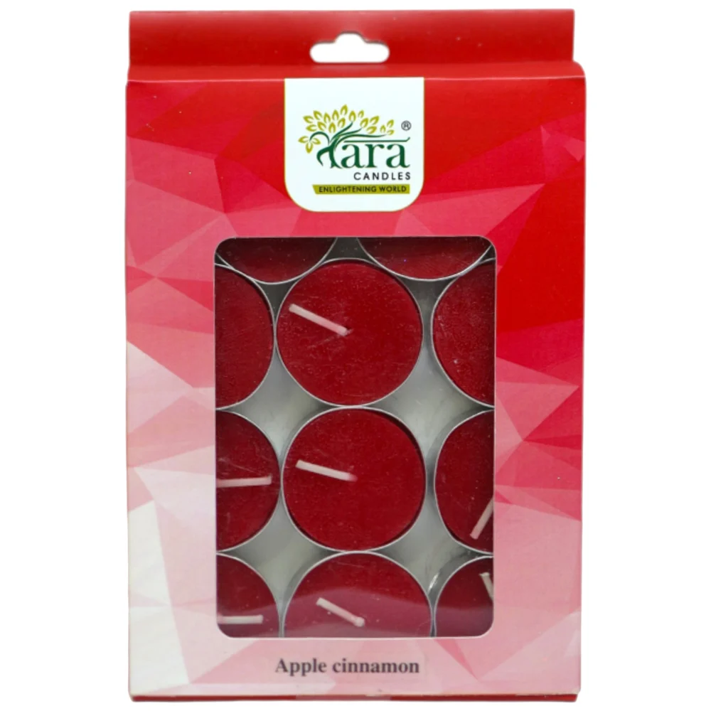 Tara Candles Scented T-light Candle (Apple Cinnamon) - Pack of 12