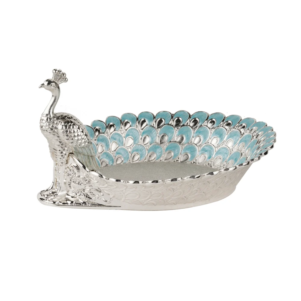 Whitegold Jewel Peacock Serving Tray WGS 099 - Blue Enamel