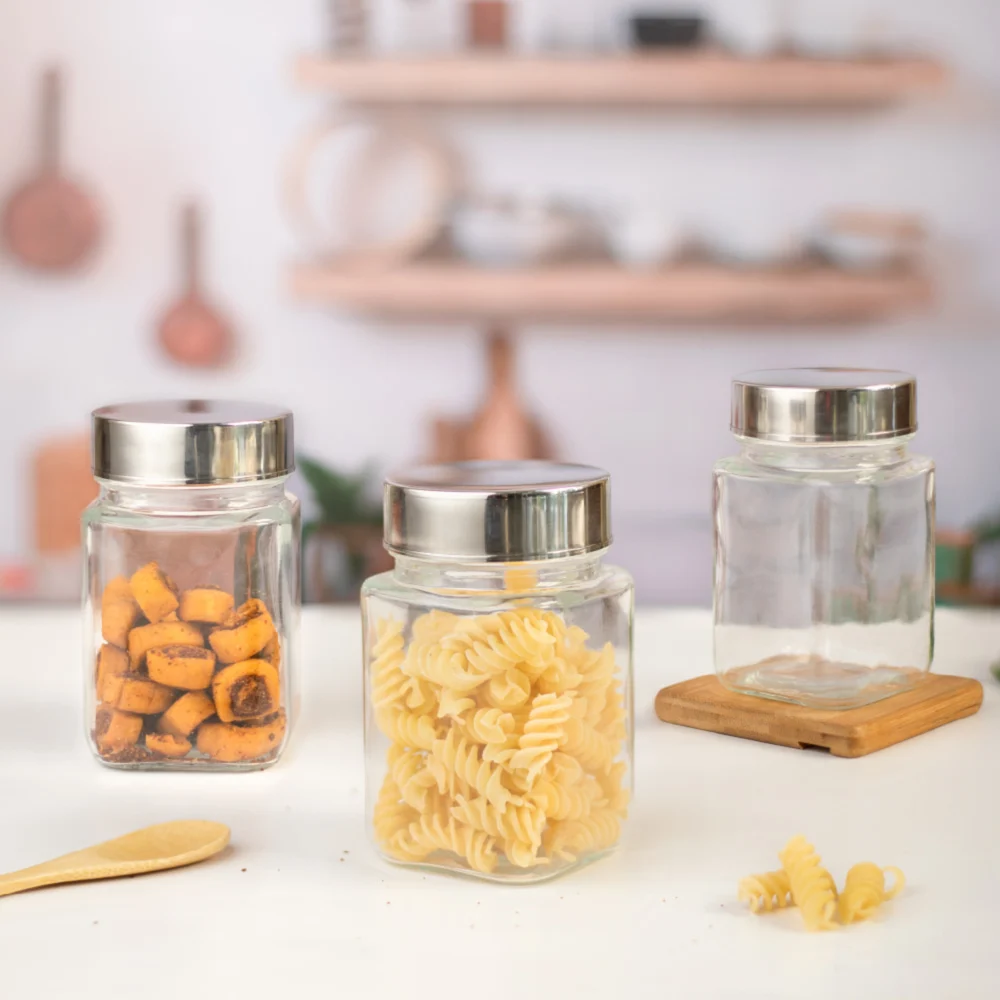 Sanjeev Kapoor Cube Square Storage Jars (300 ml) - Set Of 3
