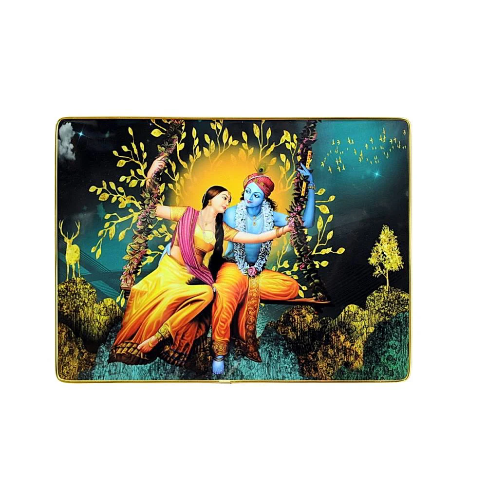 Radha Krishna On Swing ( jhula ) Resin Laminated Photo Frame ( 12 X 16 Inch )