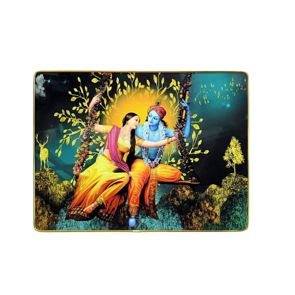 Radha Krishna On Swing ( jhula ) Resin Laminated Photo Frame ( 12 X 16 Inch )