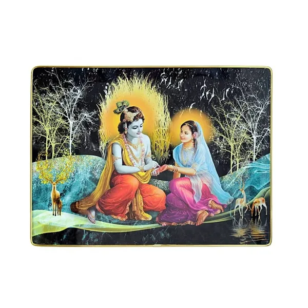 Radha Krishna On Snow Resin Laminated Photo Frame ( 12 X 16 Inch )