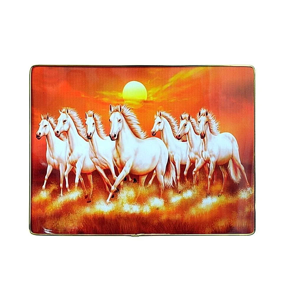 7 White Horse Resin Laminated Photo Frame - New Maroon ( 12 X 16 Inch )