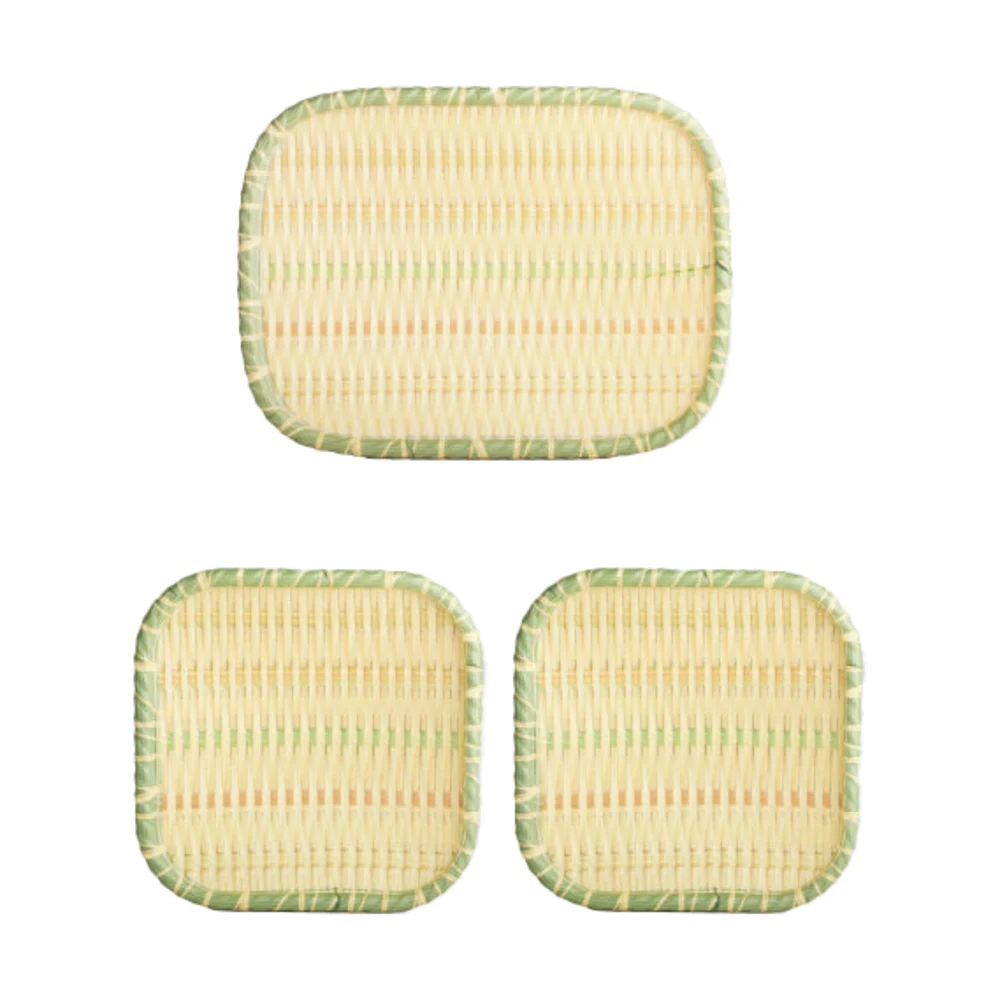 Wood & Kemp Melamine Bamboo Sanck Plate (Green & White) - Set Of 3