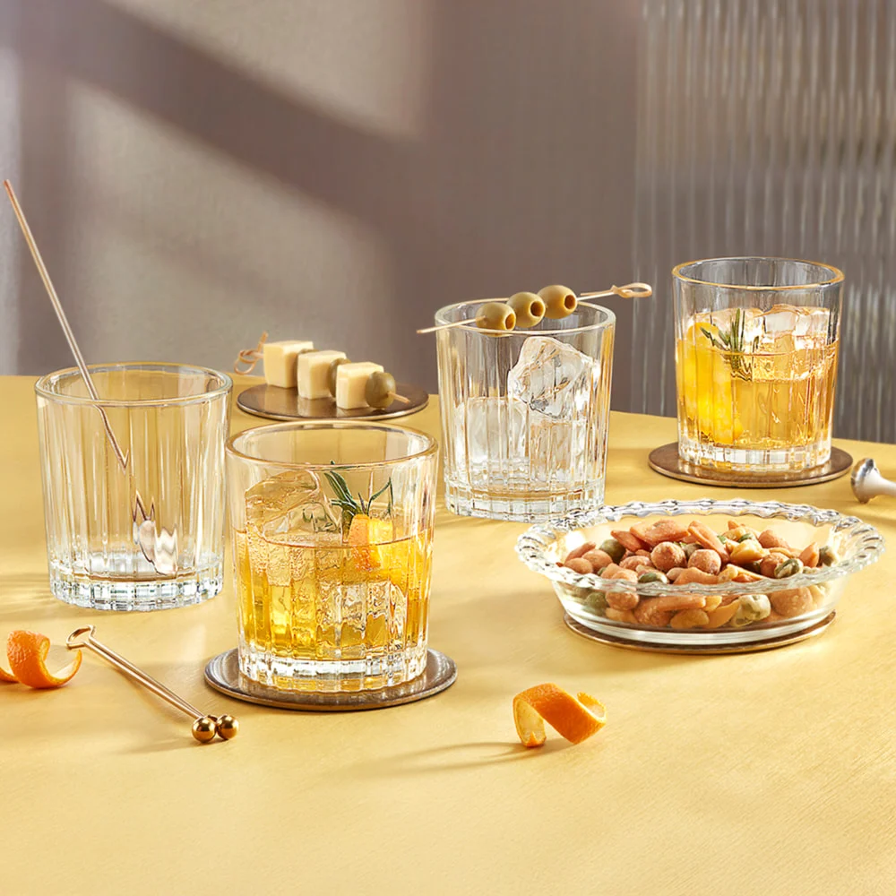 Borosil Cheers Whiskey Glasses & Plate - Set Of 5