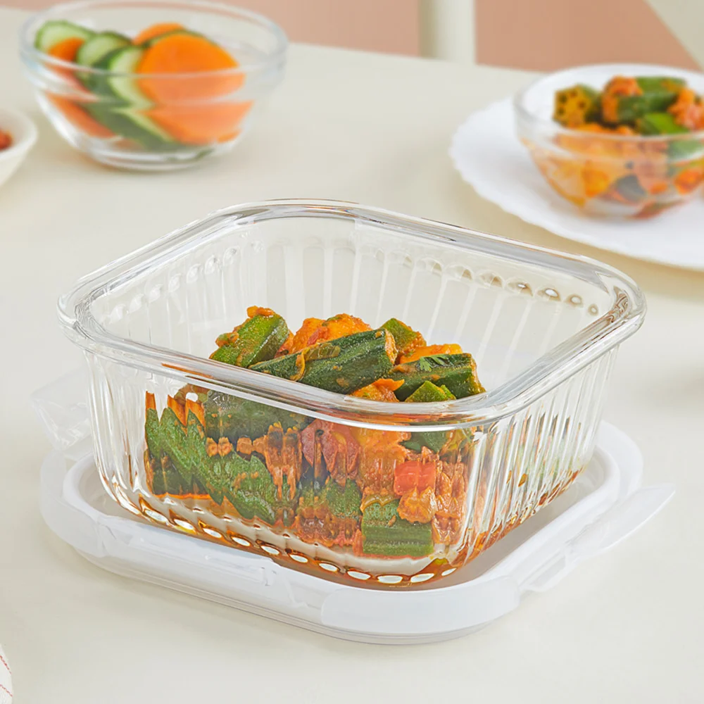 Borosil Klip & Store Square Glass Container - (520 ml)