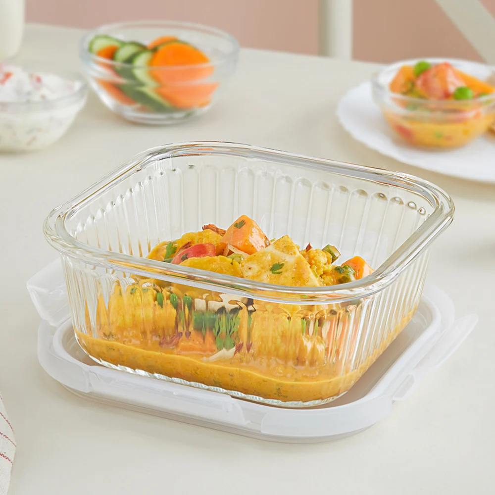Borosil Klip & Store Square Glass Container - (800 ml)