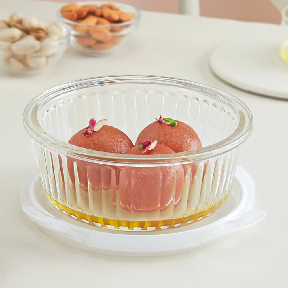 Borosil Klip & Store Round Glass Container - (620 ml)