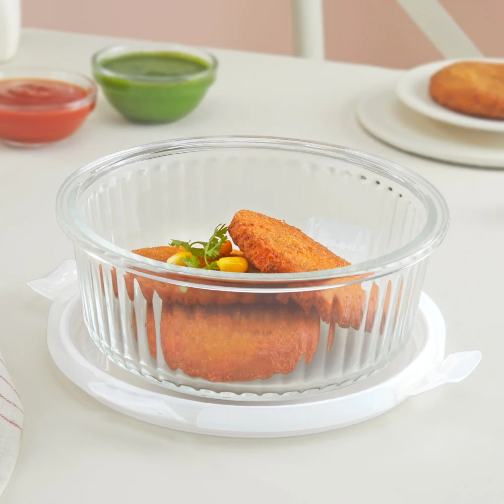 Borosil Klip & Store Round Glass Container - (950 ml)