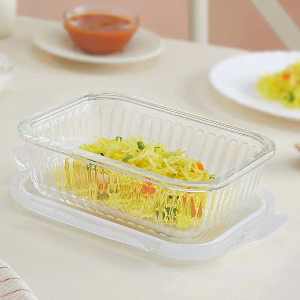 Borosil Klip & Store Rectangle Glass Container - (640 ml)