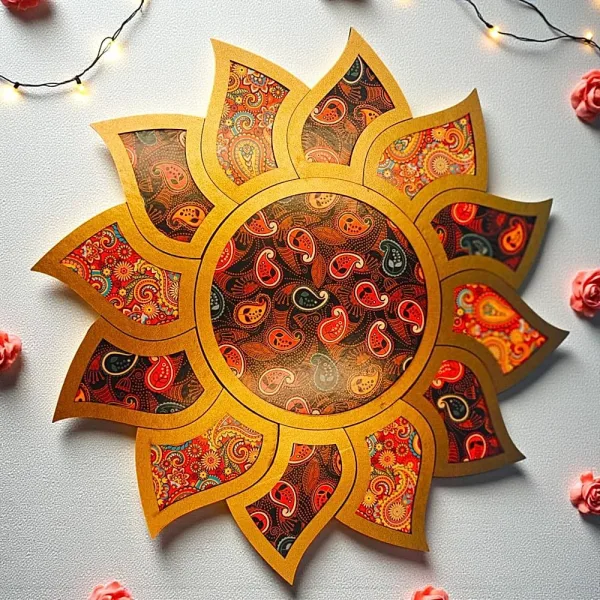 House Of Festivals MDF Flower Shape Rangoli - 15 Inch