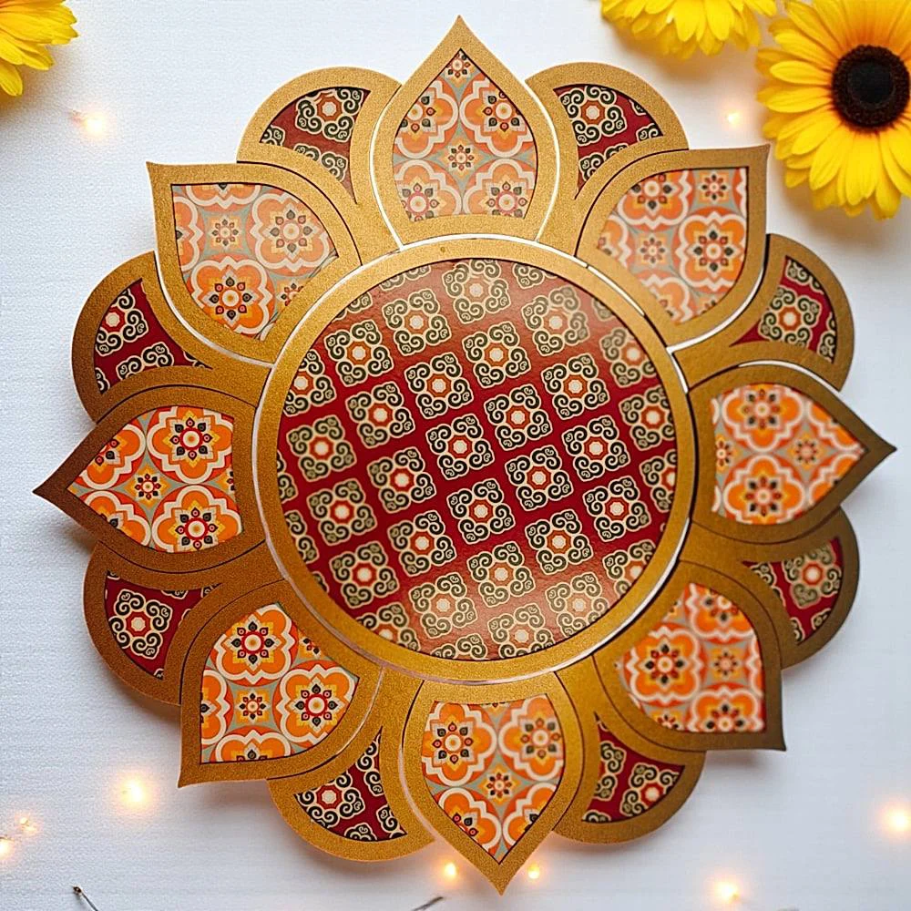 House Of Festivals MDF Sunflower Shape Rangoli - 15 Inch