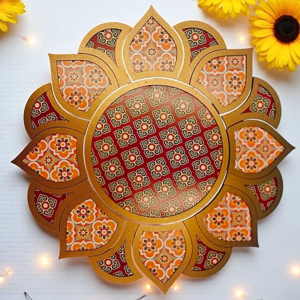 House Of Festivals MDF Sunflower Shape Rangoli - 15 Inch