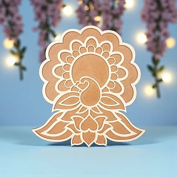 House Of Festivals MDF Peacock Rangoli Stencil - 12 Inch