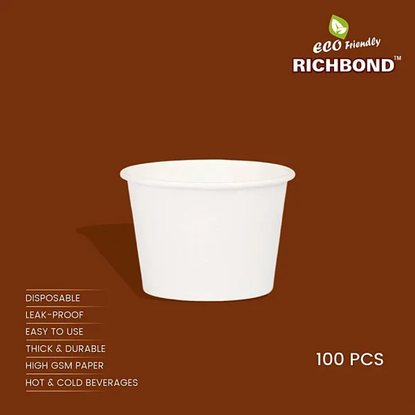 Richbond Hard Creamish Paper Cups 100 ml - 100 Pieces