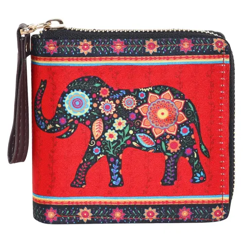 Sabhyata Elephant Design SW4-04 Women's Wallet (Red)