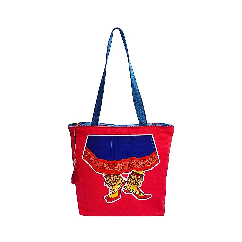 The Purani Jeans Dance Tote Bag With Ghungroo - Red