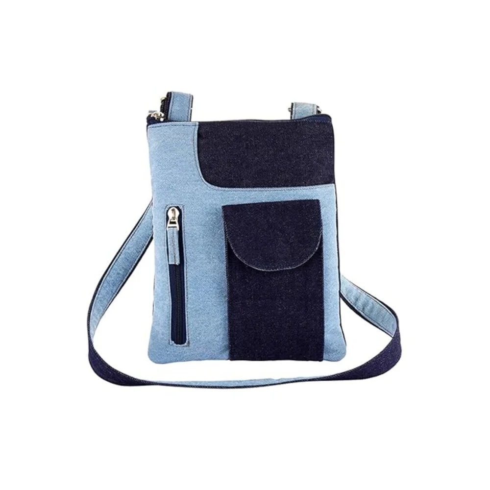 The Purani Jeans Denim Pocket Sling Bag - Blue
