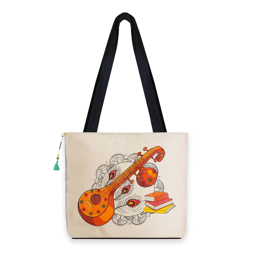 The Purani Jeans Veena Canvas Tote Bag - Off White