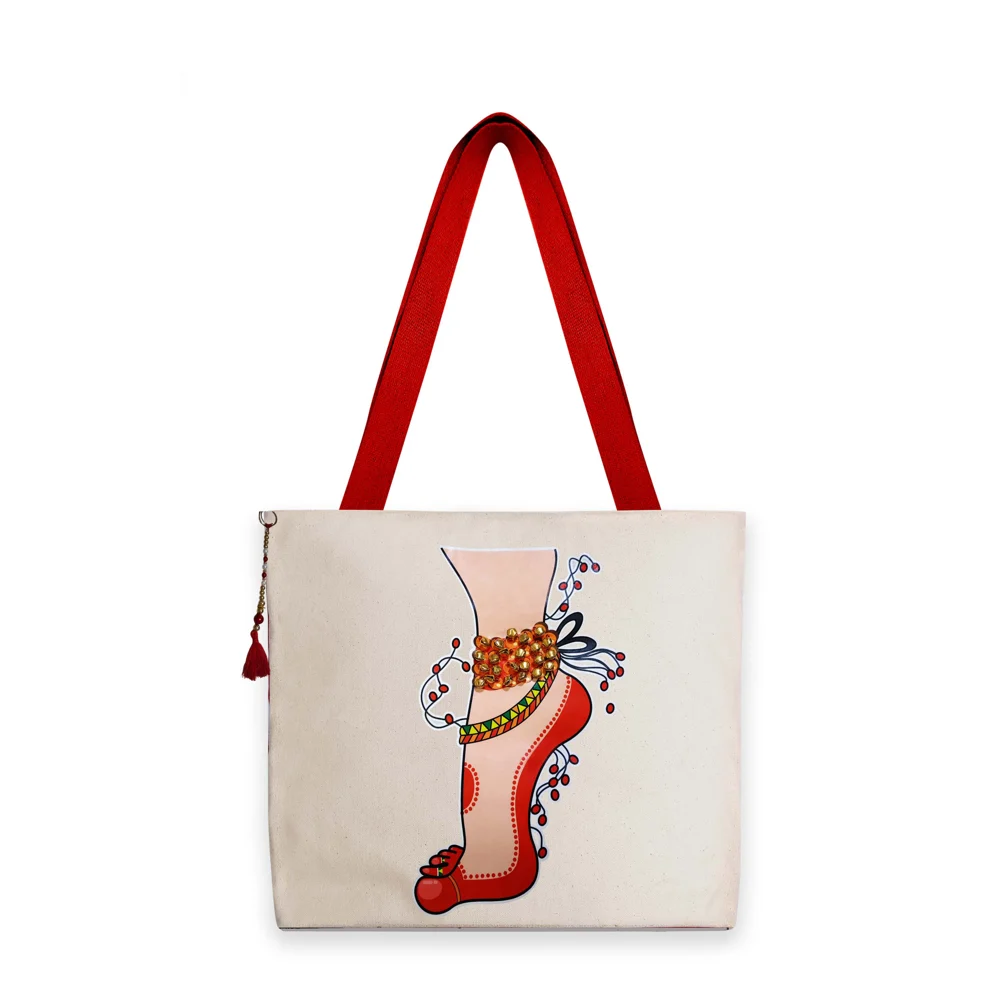 The Purani Jeans Dance Single Leg Tote Bag - Off White