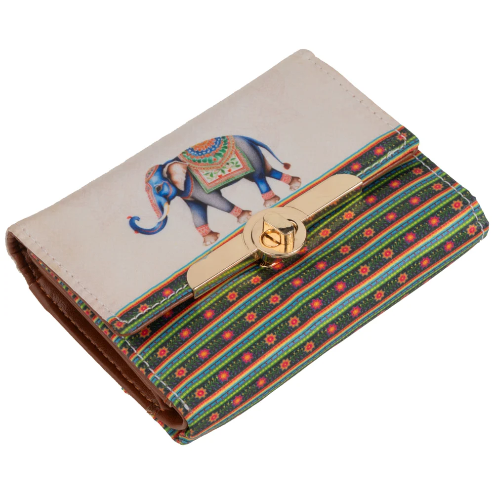 Sabhyata Royal Elephant Design 3Fold Small Wallet SW05-20 Multicolour