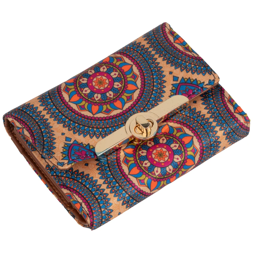 Sabhyata Lotus Mandala Design 3 Fold Small Wallet SW05-27 Multicolour