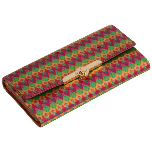 Sabhyata Indian Flower Design 3 Fold Long Wallet SW06-22 Multicolour