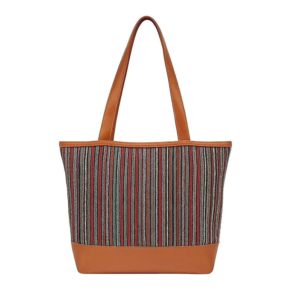 The purani Jeans Jute Denim Tote Bag - Multicolour