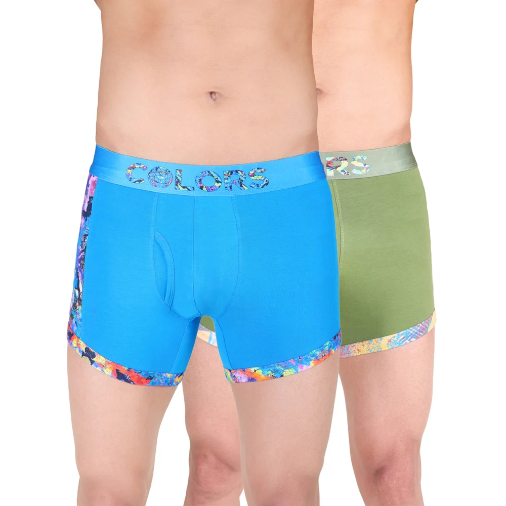 Rupa Colours Men's Trunk (100 cm) - Sapphire Blue & Leaf Green (2XL)