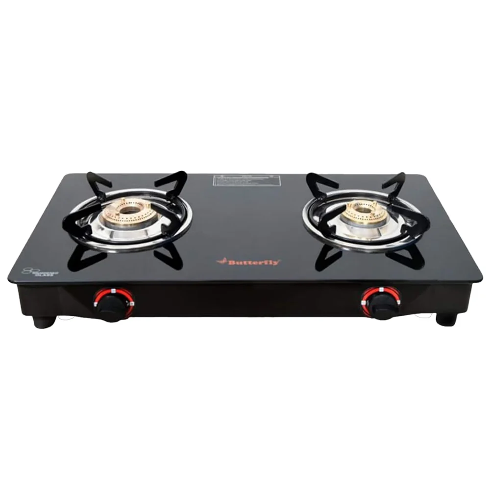 Butterfly Wave Glass Top 2 Burner Gas Stove