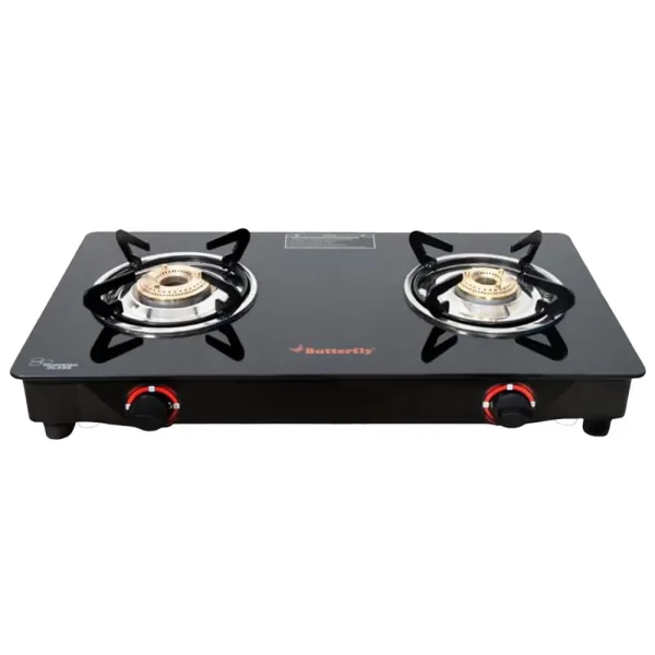 Butterfly Wave Glass Top 2 Burner Gas Stove