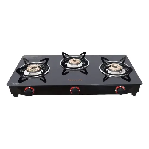 Butterfly Wave Stainless Steel Glass Top Gas Stove With Chopper - 3 Burners