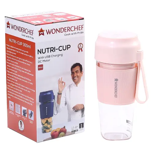 Wonderchef Nutri Cup Portable USB Charging Blender (Pink) - 300 ml