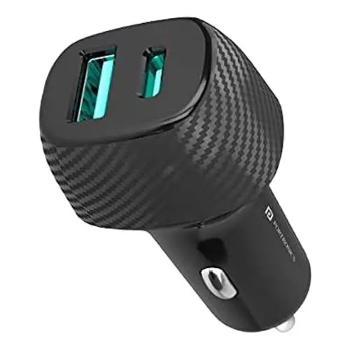 Portronics Car Charger With Type-C - Black