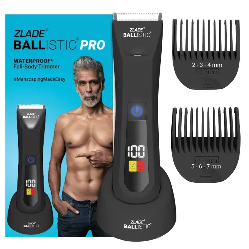 Zlade Ballistic Pro Full-Body Manscaping Trimmer With Ceramic Blades - Black