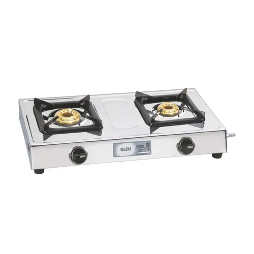 Glen Stainless Steel LPG Stove 1020 Brass Burner - Silver