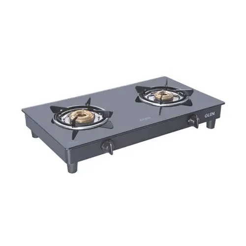 Glen Glass Top LPG Gas Stove 1022 XL Brass Burner - Black