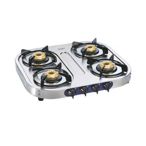 Glen Stainless Steel LPG Stove 1044 Brass Burner - Silver